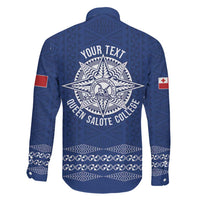 Queen Salote College 100 Years Anniversary Personalized Family Matching Puletasi and Hawaiian Shirt Tonga QSC Royal Blue - Polynesian Pride