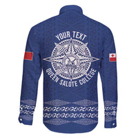 Queen Salote College 100 Years Anniversary Personalized Family Matching Short Sleeve Bodycon Dress and Hawaiian Shirt Tonga QSC Royal Blue - Polynesian Pride