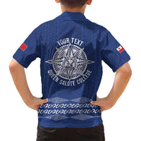 Queen Salote College 100 Years Anniversary Personalized Family Matching Summer Maxi Dress and Hawaiian Shirt Tonga QSC Royal Blue - Polynesian Pride