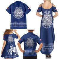 Queen Salote College 100 Years Anniversary Personalized Family Matching Summer Maxi Dress and Hawaiian Shirt Tonga QSC Royal Blue - Polynesian Pride