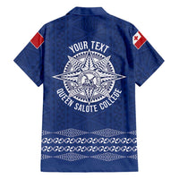Queen Salote College 100 Years Anniversary Personalized Family Matching Summer Maxi Dress and Hawaiian Shirt Tonga QSC Royal Blue - Polynesian Pride