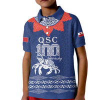 Queen Salote College 100 Years Anniversary Personalized Kid Polo Shirt Tonga QSC Royal Blue - Polynesian Pride