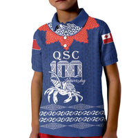 Queen Salote College 100 Years Anniversary Personalized Kid Polo Shirt Tonga QSC Royal Blue LT7 Kid Royal Blue - Polynesian Pride