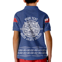 Queen Salote College 100 Years Anniversary Personalized Kid Polo Shirt Tonga QSC Royal Blue LT7 - Polynesian Pride