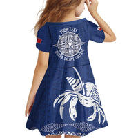 Queen Salote College 100 Years Anniversary Personalized Kid Short Sleeve Dress Tonga QSC Royal Blue - Polynesian Pride