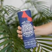 Queen Salote College 100 Years Anniversary Personalized Skinny Tumbler Tonga QSC Royal Blue - Polynesian Pride