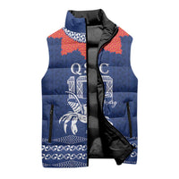 Queen Salote College 100 Years Anniversary Personalized Sleeveless Puffer Jacket Tonga QSC Royal Blue - Polynesian Pride