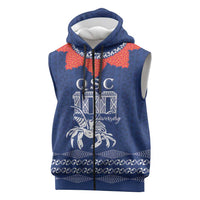 Queen Salote College 100 Years Anniversary Personalized Sleeveless Zip Hoodie Tonga QSC Royal Blue LT7 Royal Blue - Polynesian Pride