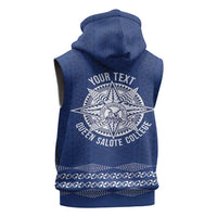 Queen Salote College 100 Years Anniversary Personalized Sleeveless Zip Hoodie Tonga QSC Royal Blue LT7 - Polynesian Pride
