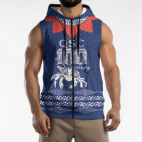 Queen Salote College 100 Years Anniversary Personalized Sleeveless Zip Hoodie Tonga QSC Royal Blue LT7 - Polynesian Pride
