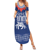 Queen Salote College 100 Years Anniversary Personalized Summer Maxi Dress Tonga QSC Royal Blue LT7 Women Royal Blue - Polynesian Pride