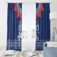 Queen Salote College 100 Years Anniversary Window Curtain Tonga QSC Royal Blue - Polynesian Pride