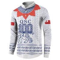 Queen Salote College 100 Years Anniversary Personalized Button Sweatshirt Tonga QSC White - Polynesian Pride