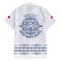 Queen Salote College 100 Years Anniversary Personalized Family Matching Long Sleeve Bodycon Dress and Hawaiian Shirt Tonga QSC White - Polynesian Pride