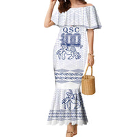 Queen Salote College 100 Years Anniversary Personalized Family Matching Mermaid Dress and Hawaiian Shirt Tonga QSC White - Polynesian Pride