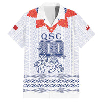 Queen Salote College 100 Years Anniversary Personalized Family Matching Off The Shoulder Long Sleeve Dress and Hawaiian Shirt Tonga QSC White LT7 Dad's Shirt - Short Sleeve White - Polynesian Pride