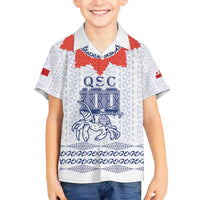 Queen Salote College 100 Years Anniversary Personalized Family Matching Off The Shoulder Long Sleeve Dress and Hawaiian Shirt Tonga QSC White LT7 Son's Shirt White - Polynesian Pride