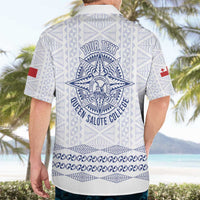 Queen Salote College 100 Years Anniversary Personalized Hawaiian Shirt Tonga QSC White - Polynesian Pride