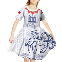 Queen Salote College 100 Years Anniversary Personalized Kid Short Sleeve Dress Tonga QSC White LT7 - Polynesian Pride