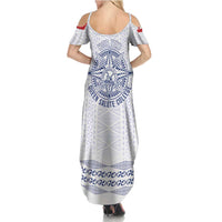 Queen Salote College 100 Years Anniversary Personalized Summer Maxi Dress Tonga QSC White LT7 - Polynesian Pride