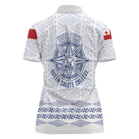 Queen Salote College 100 Years Anniversary Personalized Women Polo Shirt Tonga QSC White LT7 - Polynesian Pride