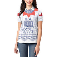 Queen Salote College 100 Years Anniversary Personalized Women Polo Shirt Tonga QSC White LT7 - Polynesian Pride