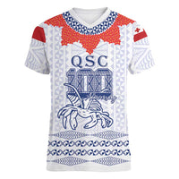 Queen Salote College 100 Years Anniversary Personalized Women V-Neck T-Shirt Tonga QSC White LT7 Female White - Polynesian Pride