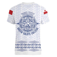 Queen Salote College 100 Years Anniversary Personalized Women V-Neck T-Shirt Tonga QSC White LT7 - Polynesian Pride