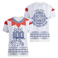 Queen Salote College 100 Years Anniversary Personalized Women V-Neck T-Shirt Tonga QSC White LT7 - Polynesian Pride