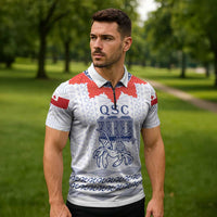 Queen Salote College 100 Years Anniversary Personalized Zipper Polo Shirt Tonga QSC White LT7 - Polynesian Pride