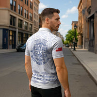 Queen Salote College 100 Years Anniversary Personalized Zipper Polo Shirt Tonga QSC White - Polynesian Pride