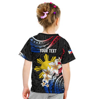 Personalised Philippines Tribal Kid T Shirt Mix Plumeria - Flag Colors LT7 - Polynesian Pride