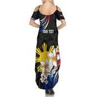 Personalised Philippines Tribal Summer Maxi Dress Mix Plumeria - Flag Colors LT7 - Polynesian Pride