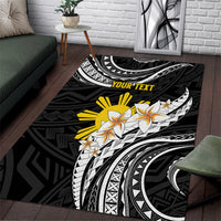 Personalised Philippines Tribal Area Rug Mix Plumeria LT7 Black - Polynesian Pride