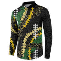 Hawaii Aloha Kakau Button Sweatshirt Puakenikeni and Maile Lei Twist LT7 - Polynesian Pride