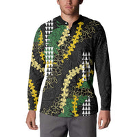 Hawaii Aloha Kakau Button Sweatshirt Puakenikeni and Maile Lei Twist LT7 - Polynesian Pride