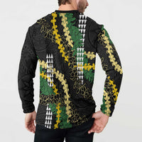 Hawaii Aloha Kakau Button Sweatshirt Puakenikeni and Maile Lei Twist LT7 - Polynesian Pride