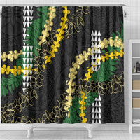 Hawaii Aloha Kakau Shower Curtain Puakenikeni and Maile Lei Twist