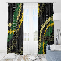 Hawaii Aloha Kakau Window Curtain Puakenikeni and Maile Lei Twist