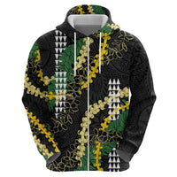 Hawaii Aloha Kakau Zip Hoodie Puakenikeni and Maile Lei Twist