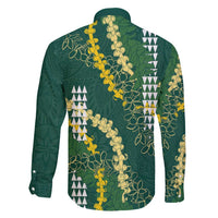 Hawaii Aloha Kakau Family Matching Puletasi and Hawaiian Shirt Green Puakenikeni and Maile Lei Twist