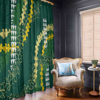 Hawaii Aloha Kakau Window Curtain Green Puakenikeni and Maile Lei Twist