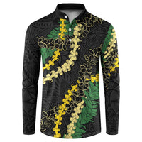 Hawaii Puakenikeni - Maile Lei Button Sweatshirt Obsidian Black LT7 Black - Polynesian Pride