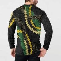 Hawaii Puakenikeni - Maile Lei Button Sweatshirt Obsidian Black LT7 - Polynesian Pride
