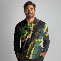 Hawaii Puakenikeni - Maile Lei Long Sleeve Polo Shirt Obsidian Black