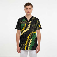 Hawaii Puakenikeni - Maile Lei Scrub Top Obsidian Black - Polynesian Pride