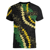 Hawaii Puakenikeni - Maile Lei Women V-Neck T-Shirt Obsidian Black LT7 - Polynesian Pride