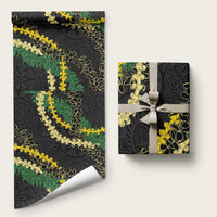 Hawaii Puakenikeni - Maile Lei Wrapping Paper Obsidian Black LT7 58" × 23" Black - Polynesian Pride