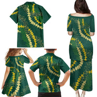 Hawaii Puakenikeni - Maile Lei Family Matching Puletasi and Hawaiian Shirt Sage Green