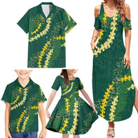 Hawaii Puakenikeni - Maile Lei Family Matching Summer Maxi Dress and Hawaiian Shirt Sage Green